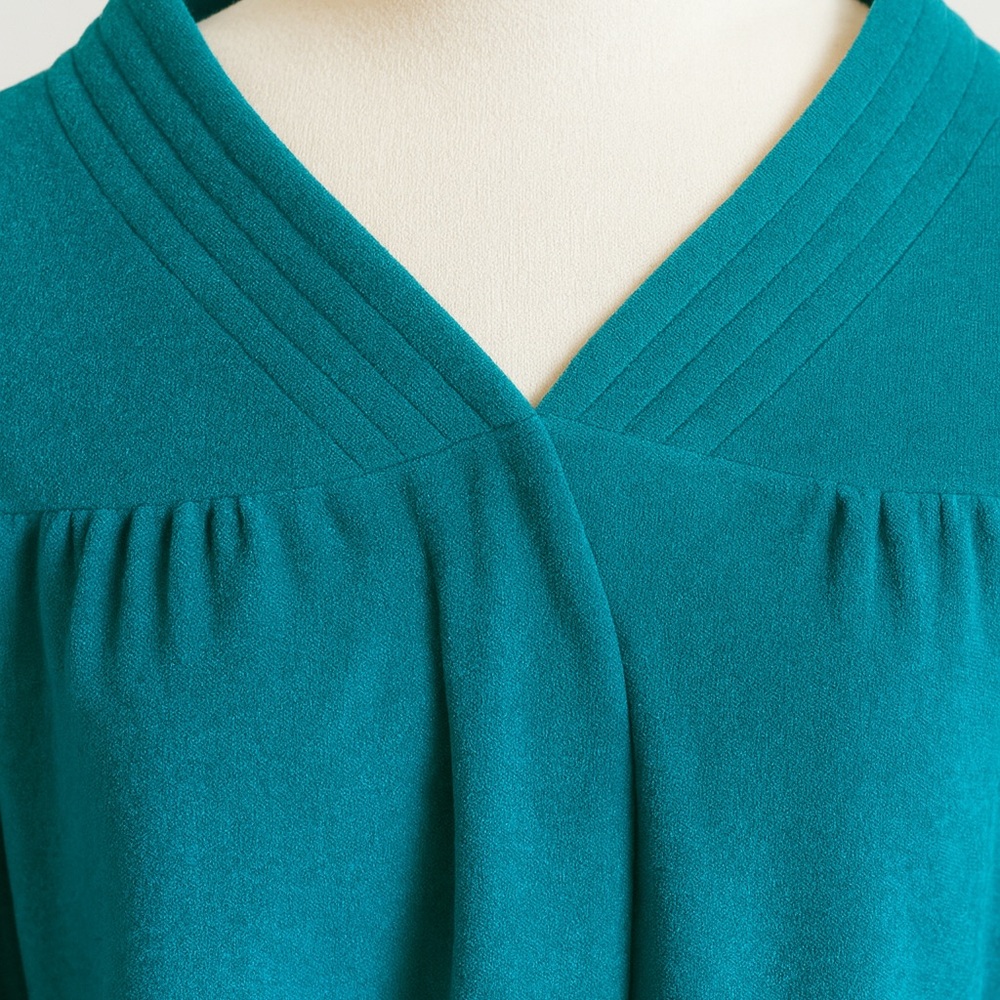 Vintage Vanity Fair Teal Brushed Fleece Robe XXL • 1980s • Snap Front • Pockets - Picture 3 of 6
